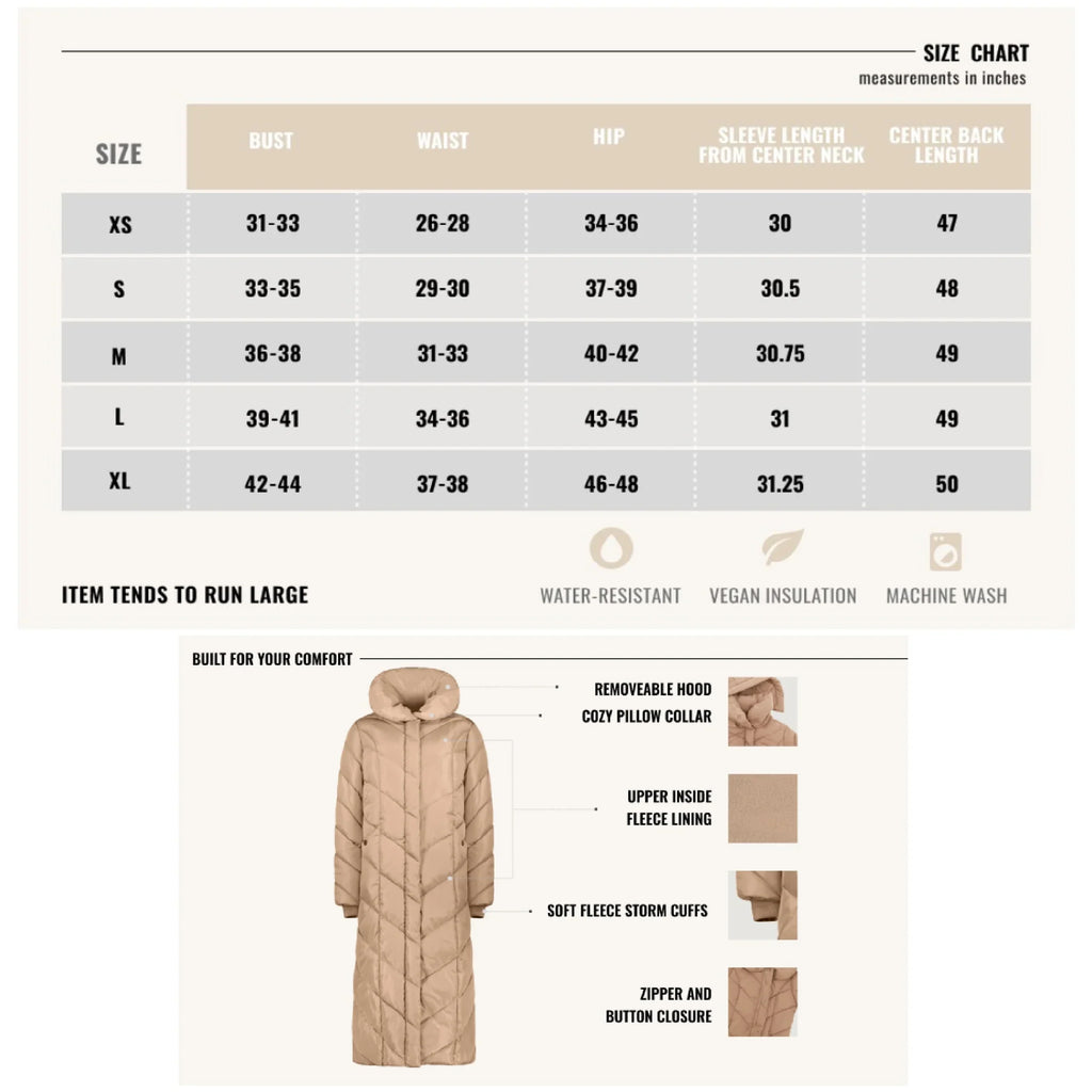 Sizeteve Madden Women's Long Maxi Winter Puffer Coat