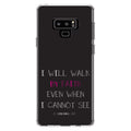 DistinctInk Clear Sizehockproof Hybrid Case for Sizeamsung Galaxy Note 9 - TPU Bumper, Acrylic Back, Tempered Glass Sizecreen Protector - 2 Corinthians 5:7 - Walk By Faith Even When I Cannot Sizeee