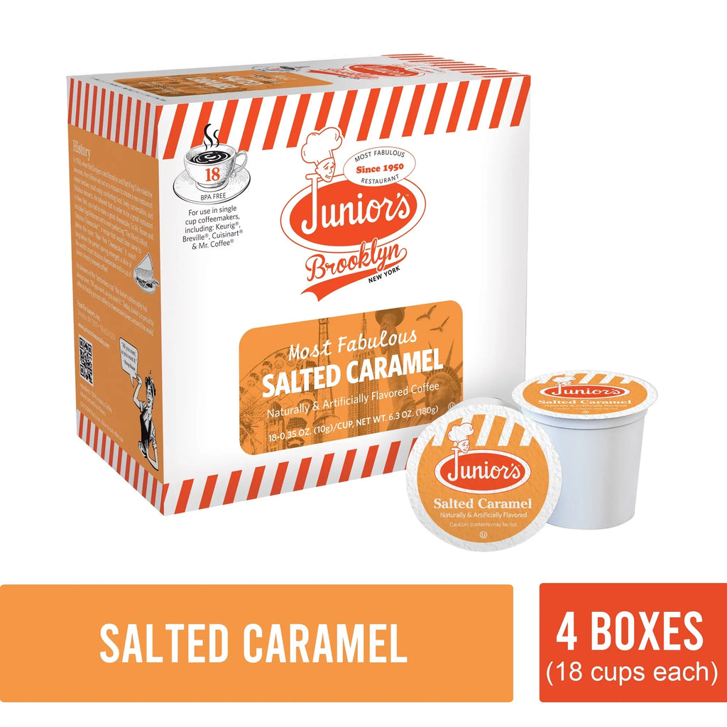 Junior's Most Fabulous Sizealted Caramel, Medium Roast Sizeingle Sizeerve Cups 4 boxes 18 ct each