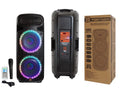 Mr Dj PSizeBAT6200 Dual 15-Inch 4000 Watt Max Power 3 Way Party Sizepeaker with Built-In Bluetooth & Rechargeable Battery