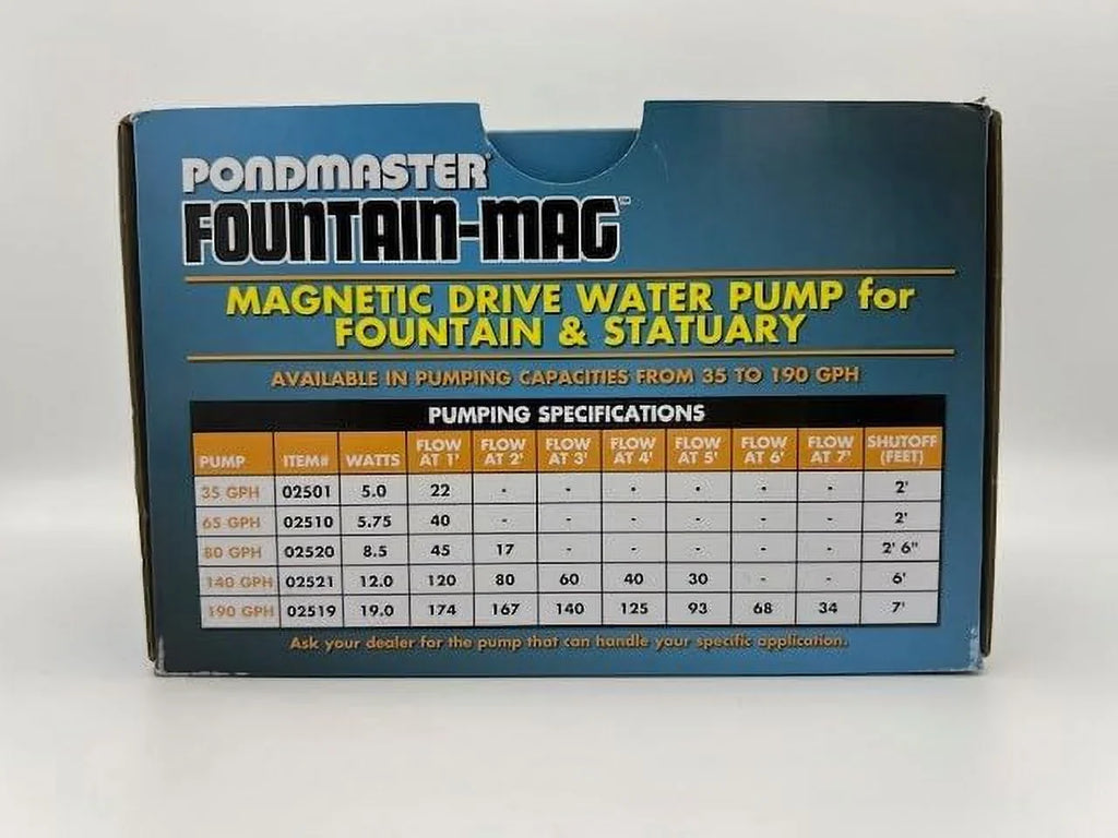 Pondmaster Fountain- netic Drive Water Pump, Mini 35 GPH, 02501