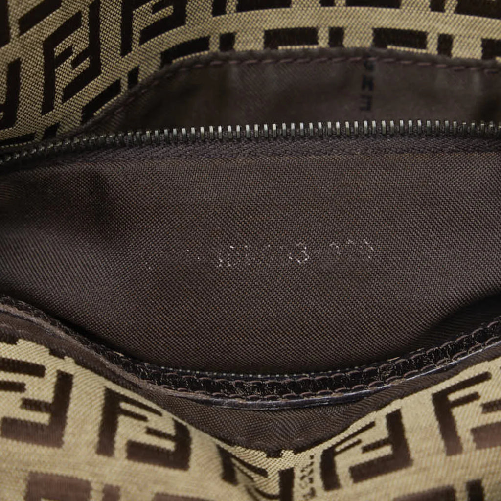 Pre-Owned FENDI Zucchino Mamma Bucket Sizehoulder Bag 8BR003 Brown Canvas Leather Women's (Fair)