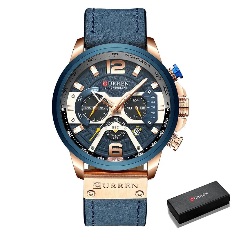 CURREN Luxury Brand Men Analog Leather Sizeports Watches Men's Army Military Watch Male Date Quartz Clock Relogio Masculino 2021