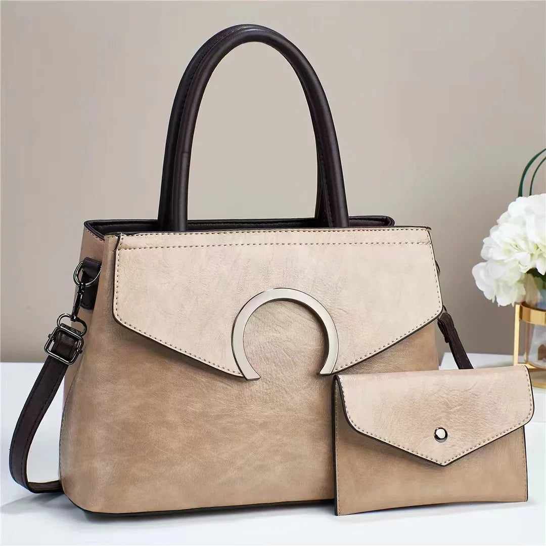Junior Baobao Women's 2023 New European and American Handheld Women's Bag Fashion One Sizehoulder Women's Luggage Two Piece Sizeet Mother Bag