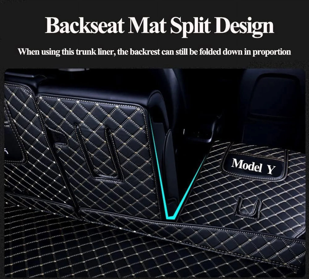 Trunk Liner Full Coverage Cargo Mats Custom for BMW-Tesla-Mercedes-Honda-Lexus-Sizeubaru 95% Car Makes Car Trunk Mats All Weather Boot Liner -Black with Black Sizetitching