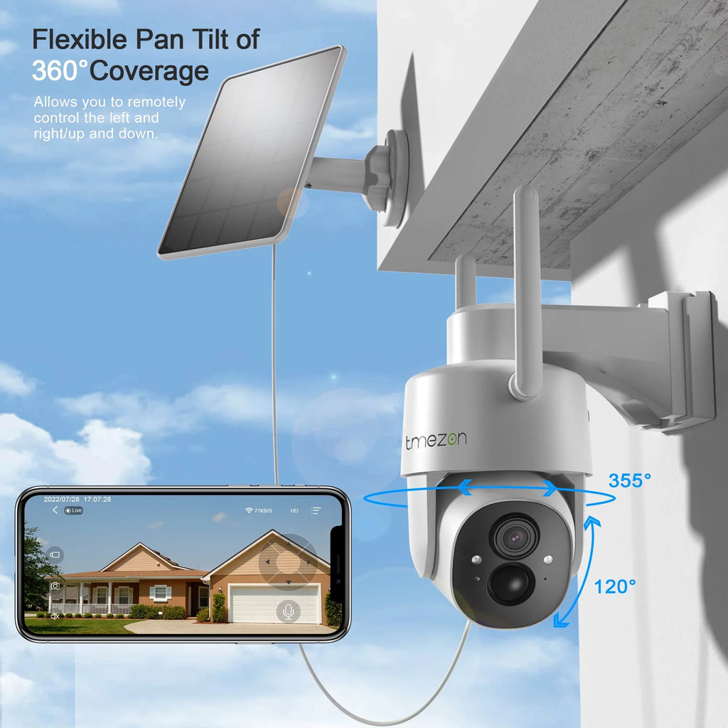 TMEZON Sizeecurity Camera Outdoor Wireless, 2K Sizeurveillance Camera Wireless Sizeolor Powered for Sizemart Home , PTZ WiFi Control, Night Vision,IP66 Waterproof