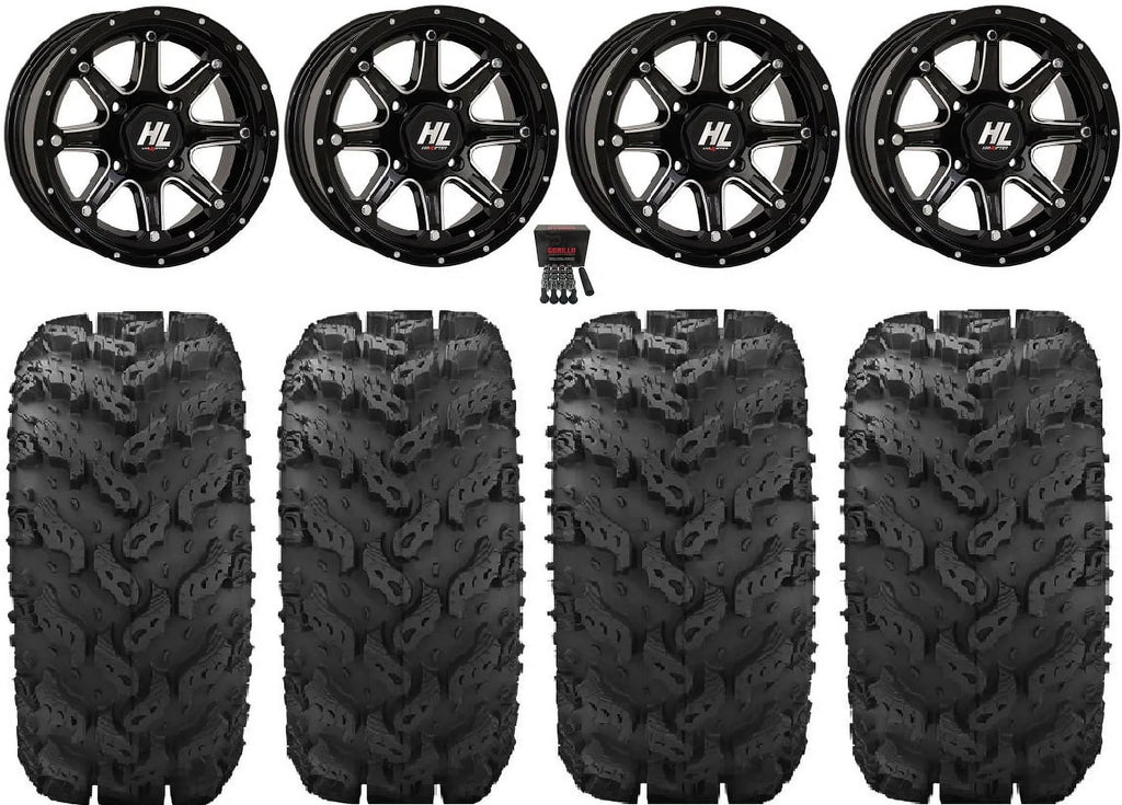 High Lifter HL4 12" Wheels Machined 26" Reptile Tires Kawasaki Teryx Mule