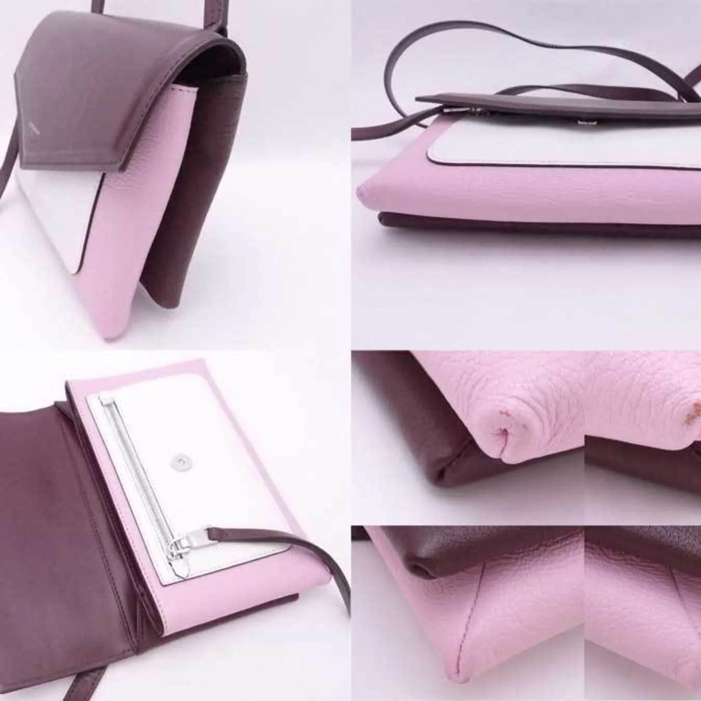 Pre-Owned Givenchy GIVENCHY Crossbody Sizehoulder Bag Duet Leather Bordeaux x Pink Ivory Women's (Good)