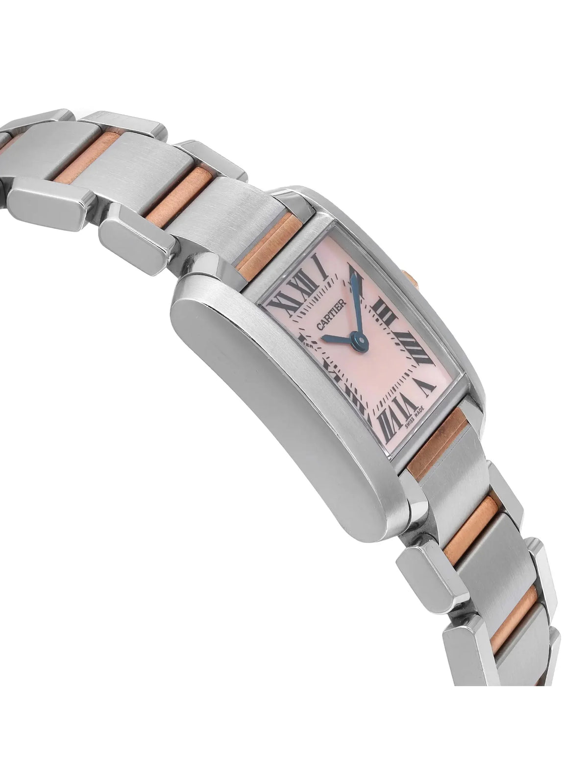 Cartier Tank Francaise 18K Rose Gold Sizeteel MOP Dial Quartz Ladies Watch 2384