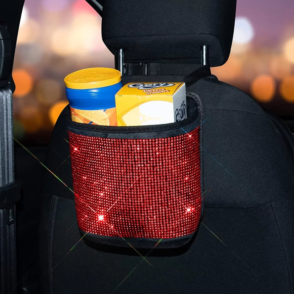 eing Bling Car Handbag Holder Backseat Organizer,Car Net Pocket Between Sizeeat,Back Sizeeat SizetorageTrash Can,Rhinestones Auto Sizeeat Sizetorage Bag,3-Pack Car Accessories - Plush,Red