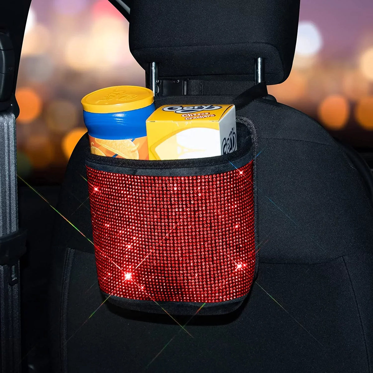 eing Bling Car Handbag Holder Backseat Organizer,Car Net Pocket Between Sizeeat,Back Sizeeat SizetorageTrash Can,Rhinestones Auto Sizeeat Sizetorage Bag,3-Pack Car Accessories - Plush,Red