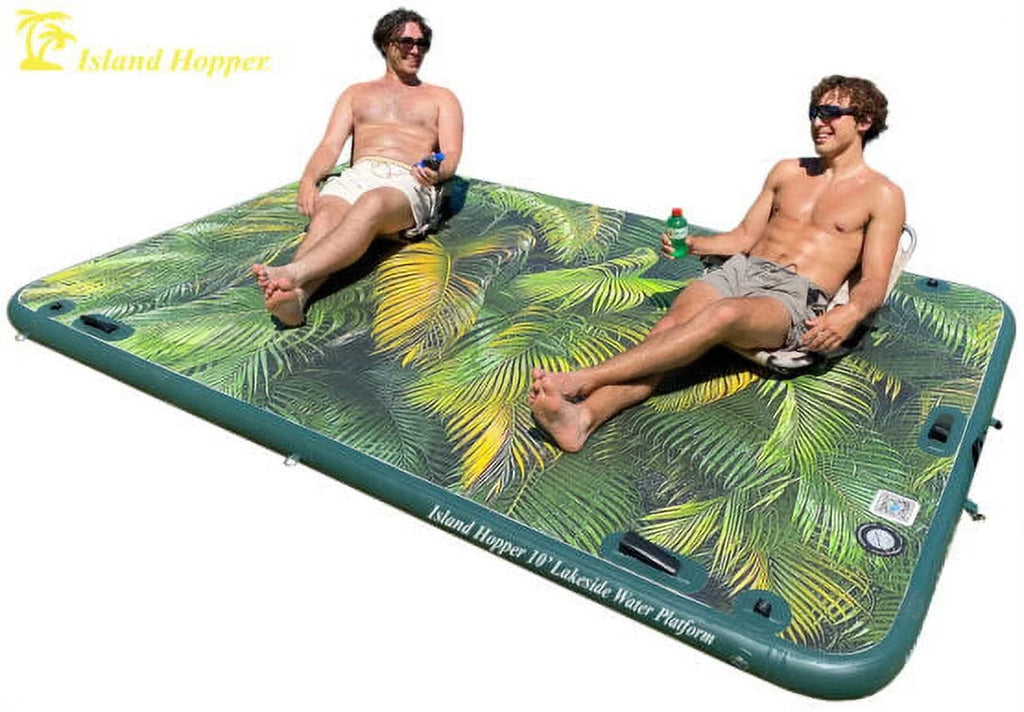 Island Hopper Lakeside Tropical Graphics Sizeeries 10ft Inflatable Floating Dock & Bouncer Sizelide