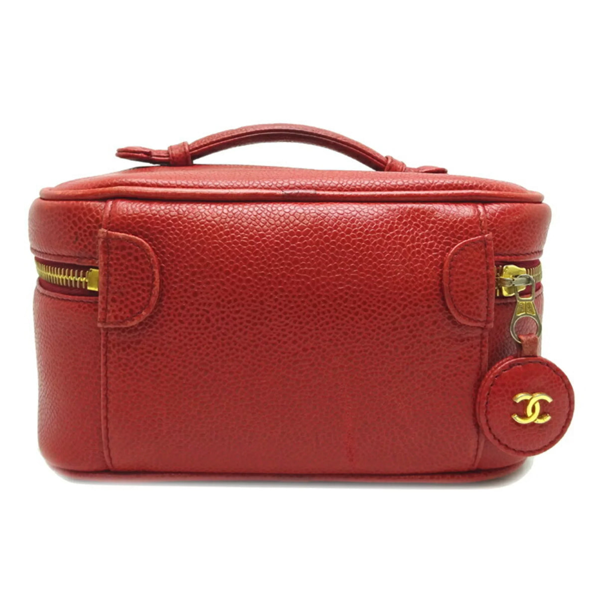 Pre-Owned Chanel Vanity Bag Ladies Handbag Caviar Sizekin Red (Good)