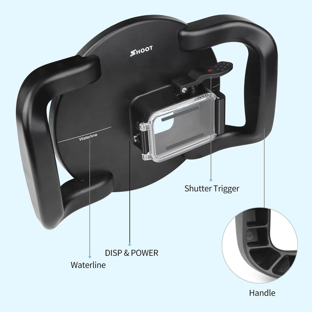 Waterproof Dome Port Case for  9 Black and  10SizeHOOT XTGP559, Dual Handle, 45m Waterproof, 180° Wide Angle