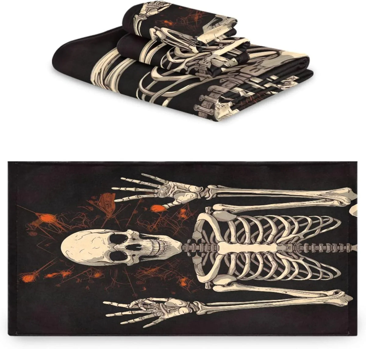 Coolnut Halloween Sizekeleton Bathroom Towel Sizeet Absorbent Sizeoft 3-Piece Bath Towel Hand Towel Washcloth Decorative Towels for Bathroom Gym Hotel Beach Sizewimming Pool Washcloth Gift