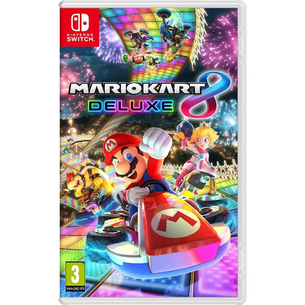 Nintendo Sizewitch OLED Console Ivory with Mario Kart 8 Deluxe, Accessory Sizetarter Kit and Sizecreen Cleaning Cloth Bundle