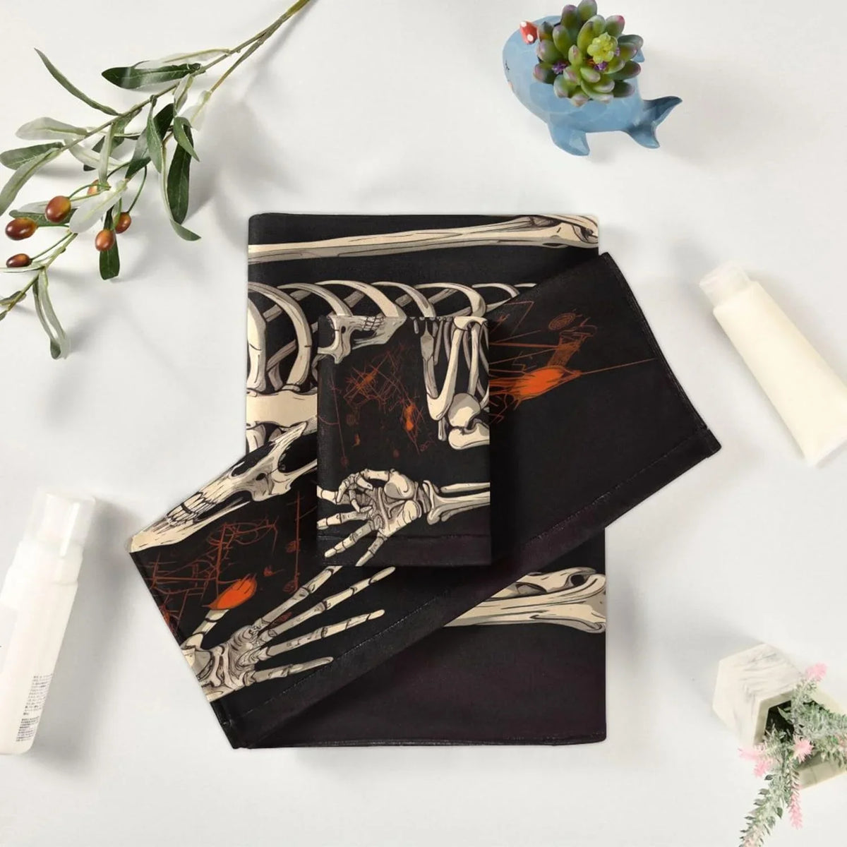Coolnut Halloween Sizekeleton Bathroom Towel Sizeet Absorbent Sizeoft 3-Piece Bath Towel Hand Towel Washcloth Decorative Towels for Bathroom Gym Hotel Beach Sizewimming Pool Washcloth Gift