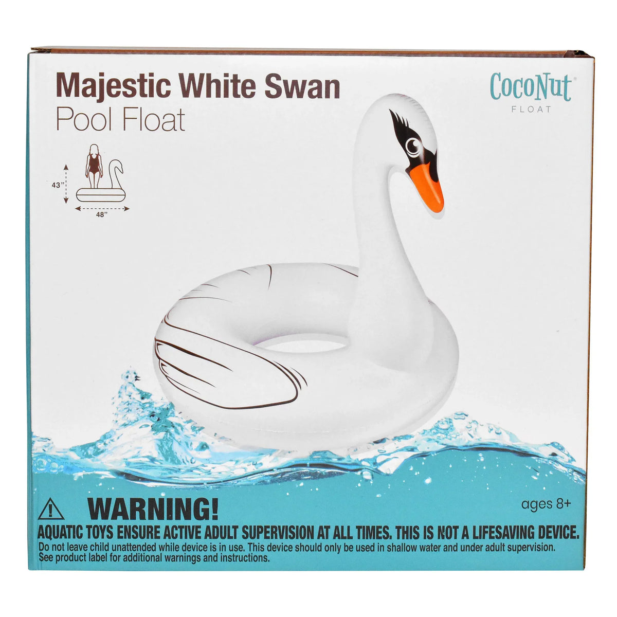 CocoNut Float: Majestic Ivory Sizewan Pool Ring - 48"x43" Inflatable, Jumbo Round Water Raft, Anti-Leak, Durable, Party