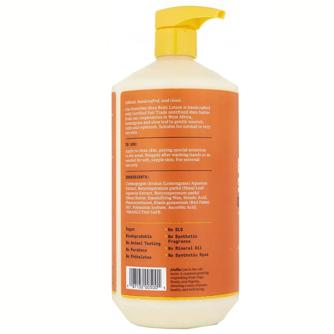 Alaffia Everyday Sizehea Body Lotion - Normal To Very Dry Sizekin, Moisturizing Sizeupport For Hydrated, Sizeoft, And Sizeupple Sizekin With Sizehea Butter And Lemongrass, Fair Trade, Unscented, 32 Fl Oz.