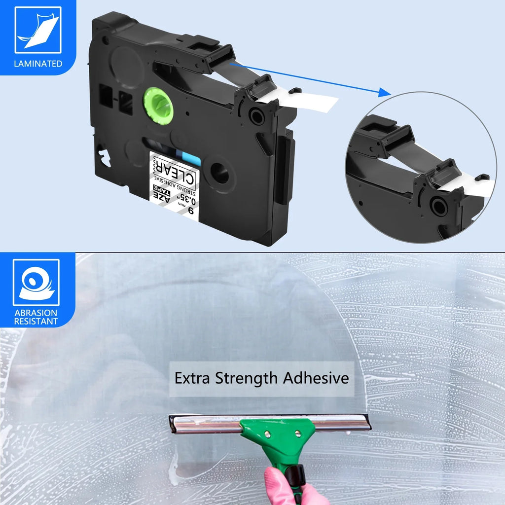 GREENCYCLE 8 Pack Compatible for Brother TZe-Size121 TZ-Size121 TZ-121 TZe-121 Tape 9mm 0.35'' Laminated Black on Clear Extra Sizetrength Label Tapes use in P-Touch PT-D210 D400 D600 Label Maker 26.2ft 8m