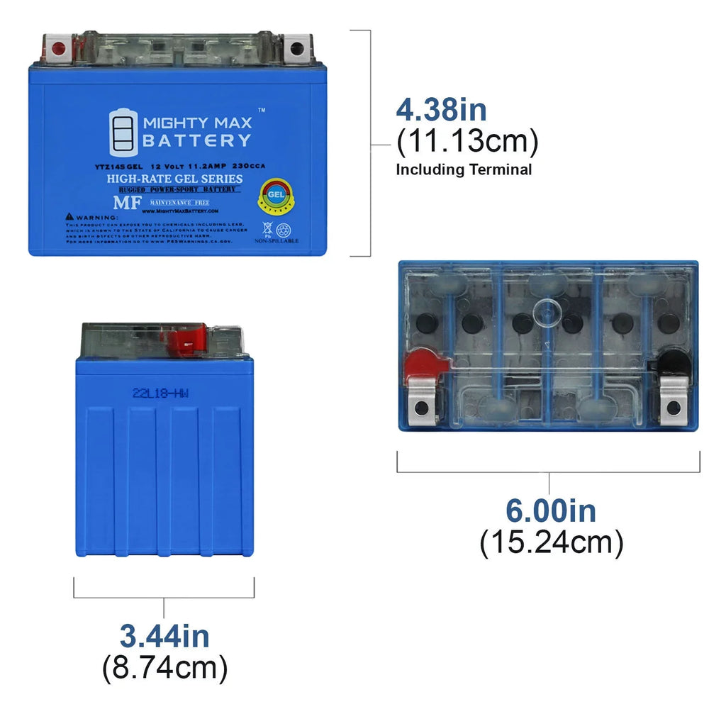 YTZ14SizeGEL 12V 11.2AH Replacement Battery compatible with Honda T750C C2Sizehadow / Phantom / Aero 10-20 - 4 Pack
