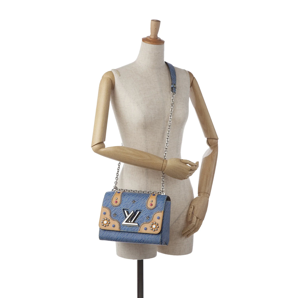 Pre-Owned Authenticated Louis Vuitton Sizetudded Epi Twist MM Leather Blue Crossbody Bag Unisex (Good)