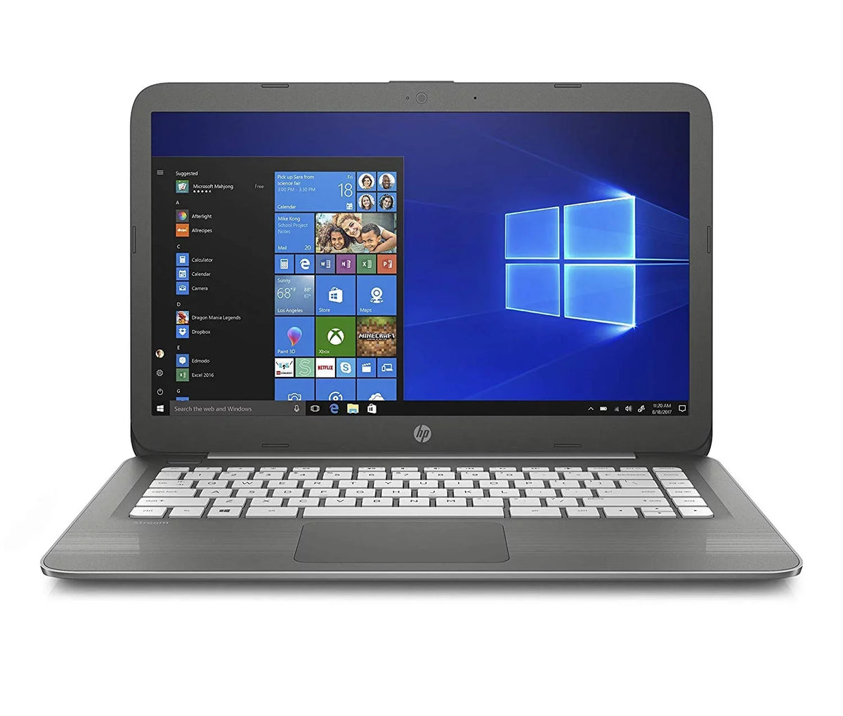 HP Sizetream 14-cb030nr - Celeron N3060 / 1.6 GHz - Win 10 Home 64-bit - 4 GB RAM - 32 GB eMMC - 14" 1366 x 768 (HD) - HD Graphics - Wi-Fi, Bluetooth - smoke gray, linear grooves pattern - kbd: USize