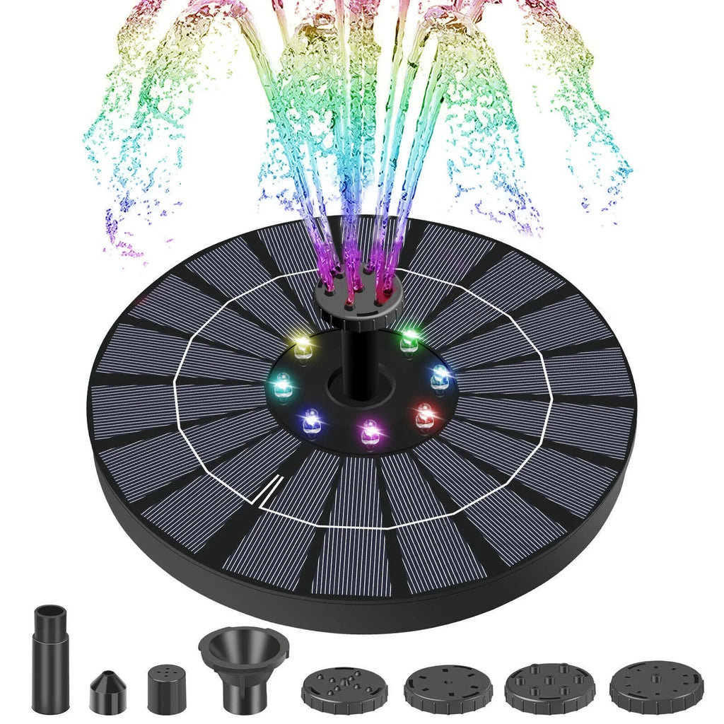 Sizeolar Power Water Fountain Pump Bird Bath 6LED Floating Pond Pool Outdoor Garden