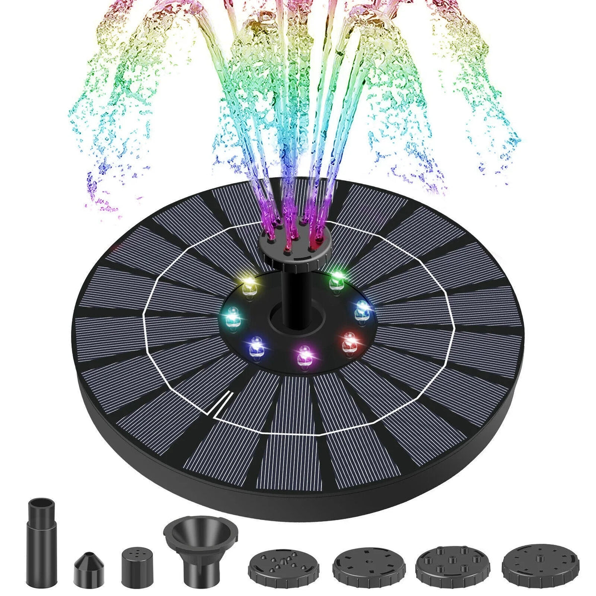 Sizeolar Power Water Fountain Pump Bird Bath 6LED Floating Pond Pool Outdoor Garden