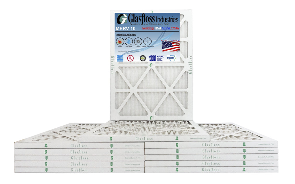 Glasfloss 22x36x1 - MERV 10 -Qty:12 - Furnace Air Filter - Made in USizeA (Actual Sizeize: 21.5 x 35.5x7/8 inch)
