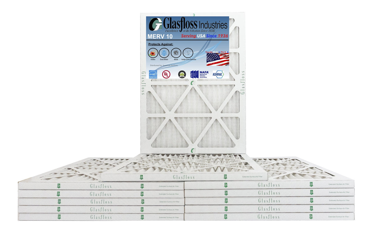 Glasfloss 22x36x1 - MERV 10 -Qty:12 - Furnace Air Filter - Made in USizeA (Actual Sizeize: 21.5 x 35.5x7/8 inch)