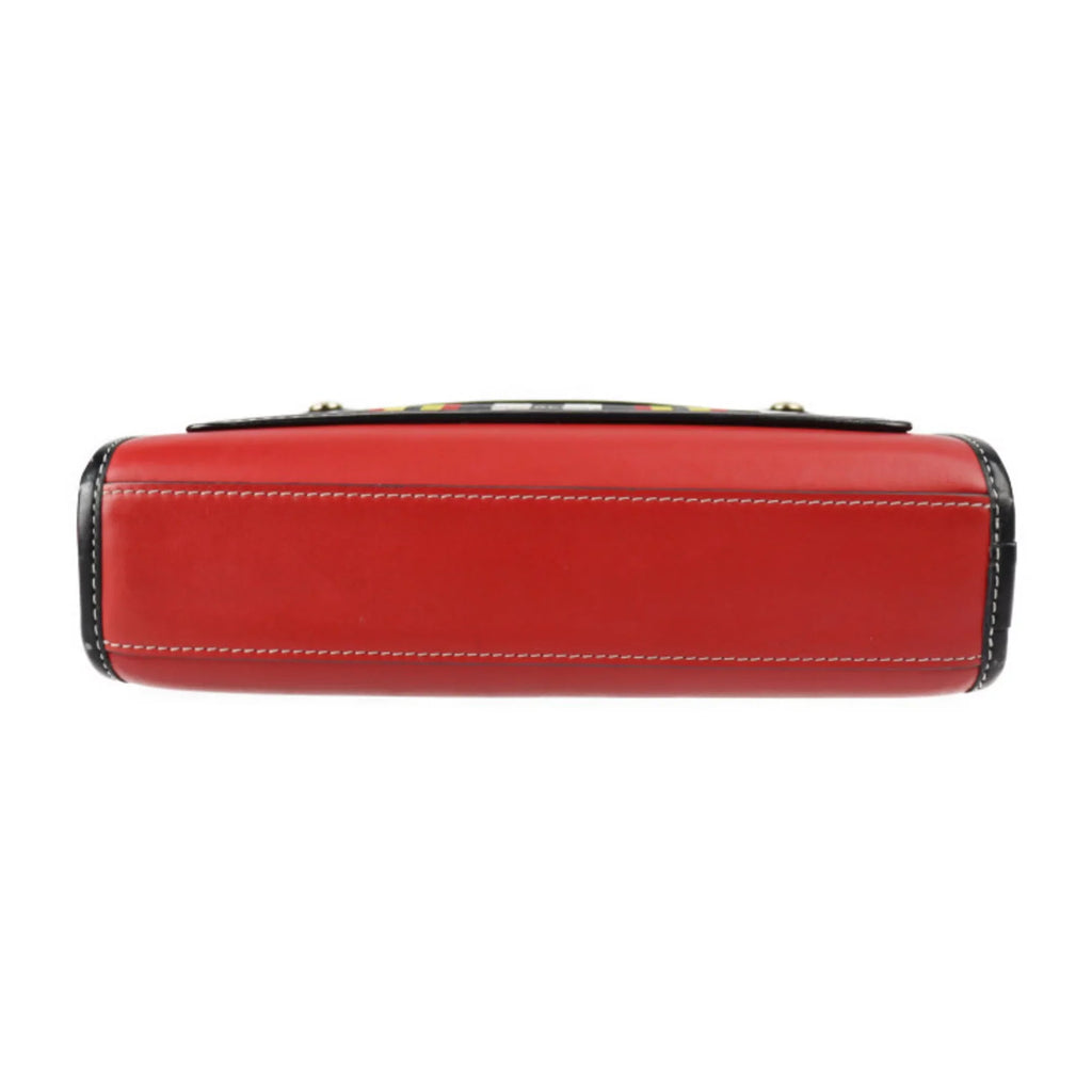 Pre-Owned BURBERRY Burberry mini pocket bag handbag leather nylon canvas red black multicolor gold metal fittings check pattern 2WAY shoulder (Good)