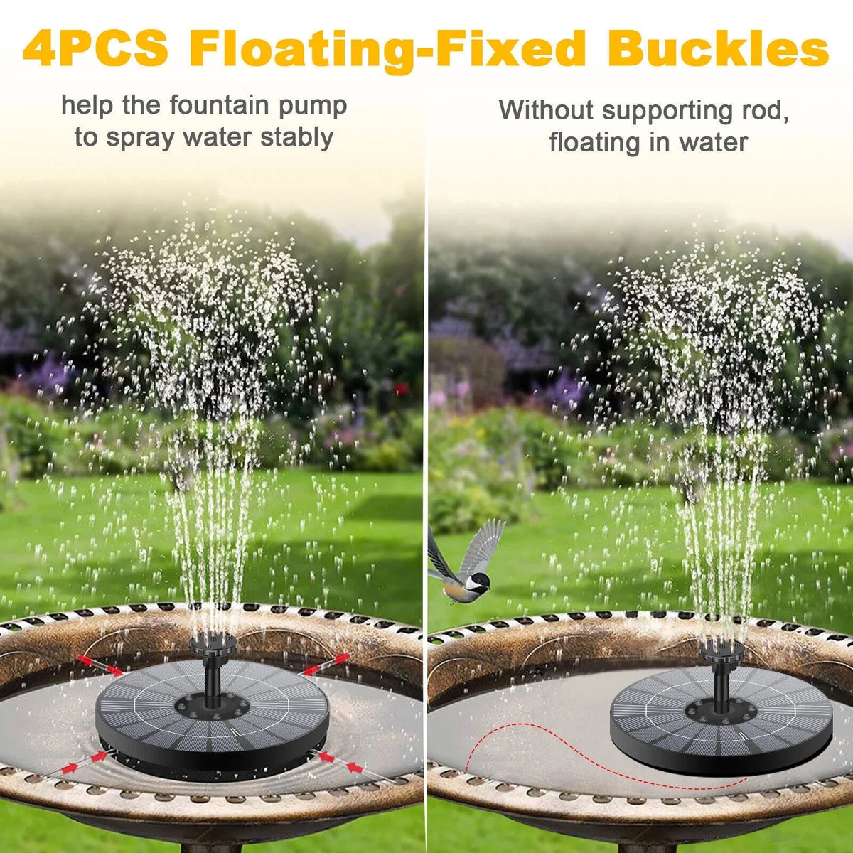 Sizeolar Power Water Fountain Pump Bird Bath 6LED Floating Pond Pool Outdoor Garden