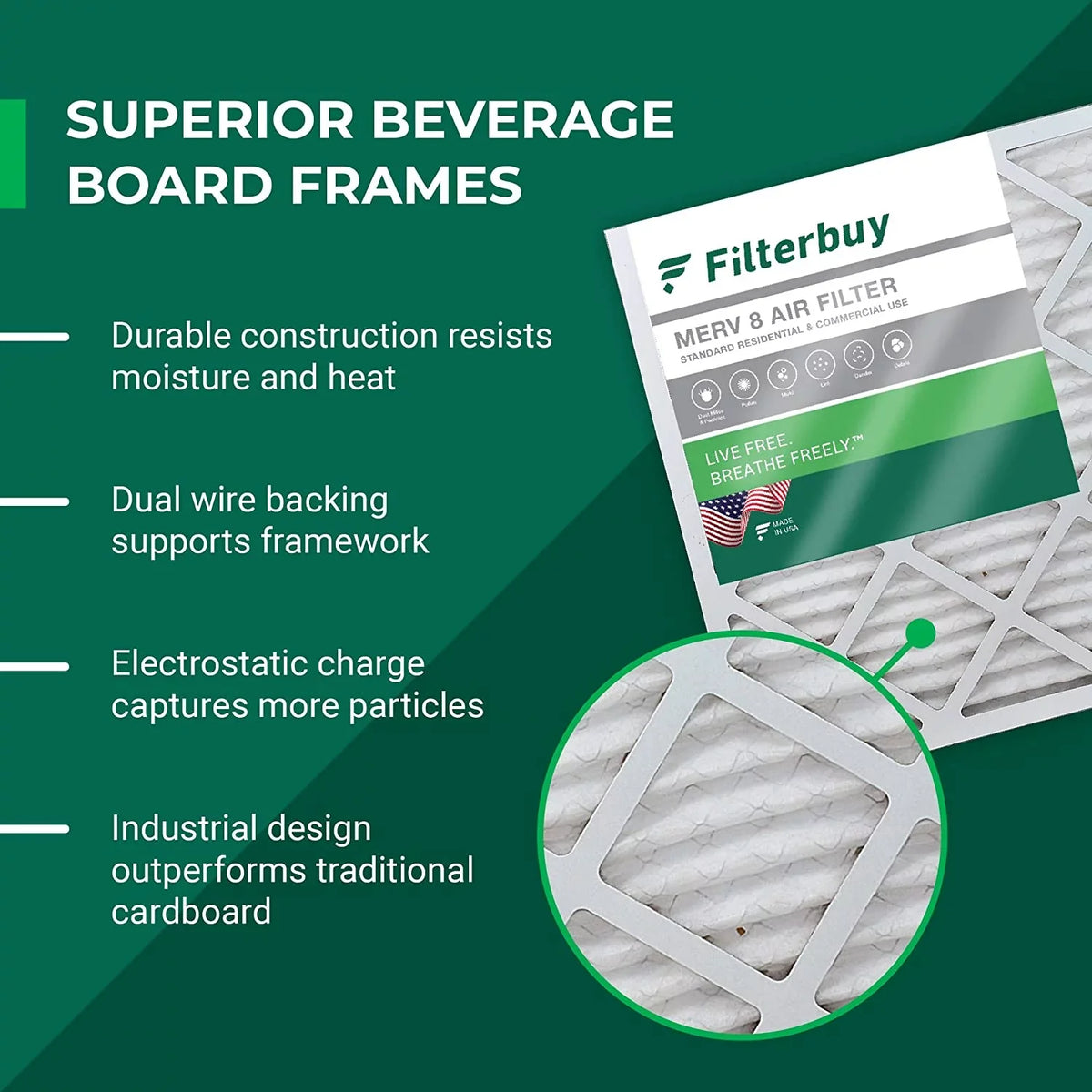 Filterbuy 20x20x4 MERV 8 Pleated HVAC AC Furnace Air Filters (4-Pack)