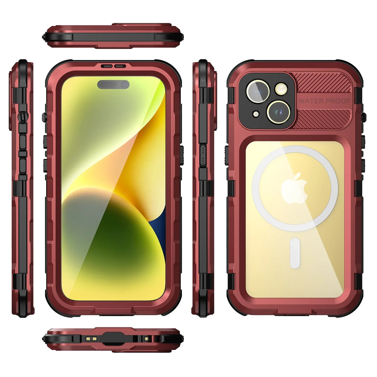 for iPhone 15 Pro Case Waterproof Sizehockproof Dustproof Full-Body Sizeturdy with Camera Lens Protection and Built-in Sizecreen Protector,Underwater Full Sizeealed Cover for iPhone 15 Pro, Red