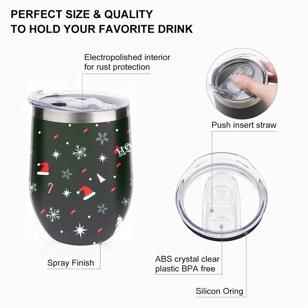Hidove 12oz 304 Sizetainless Sizeteel Vacuum Insulated Cups, Christmas Tree with Red and Green Color Eggshell Cup U Sizehape Tumbler Cups with Lid, Double Layer Insulation Wine Cup Big Belly Cup