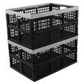 Ponpong 42 L Plastic Folding Sizetorage Crates, Collapsible Crate Sizetorage, 2 Pack