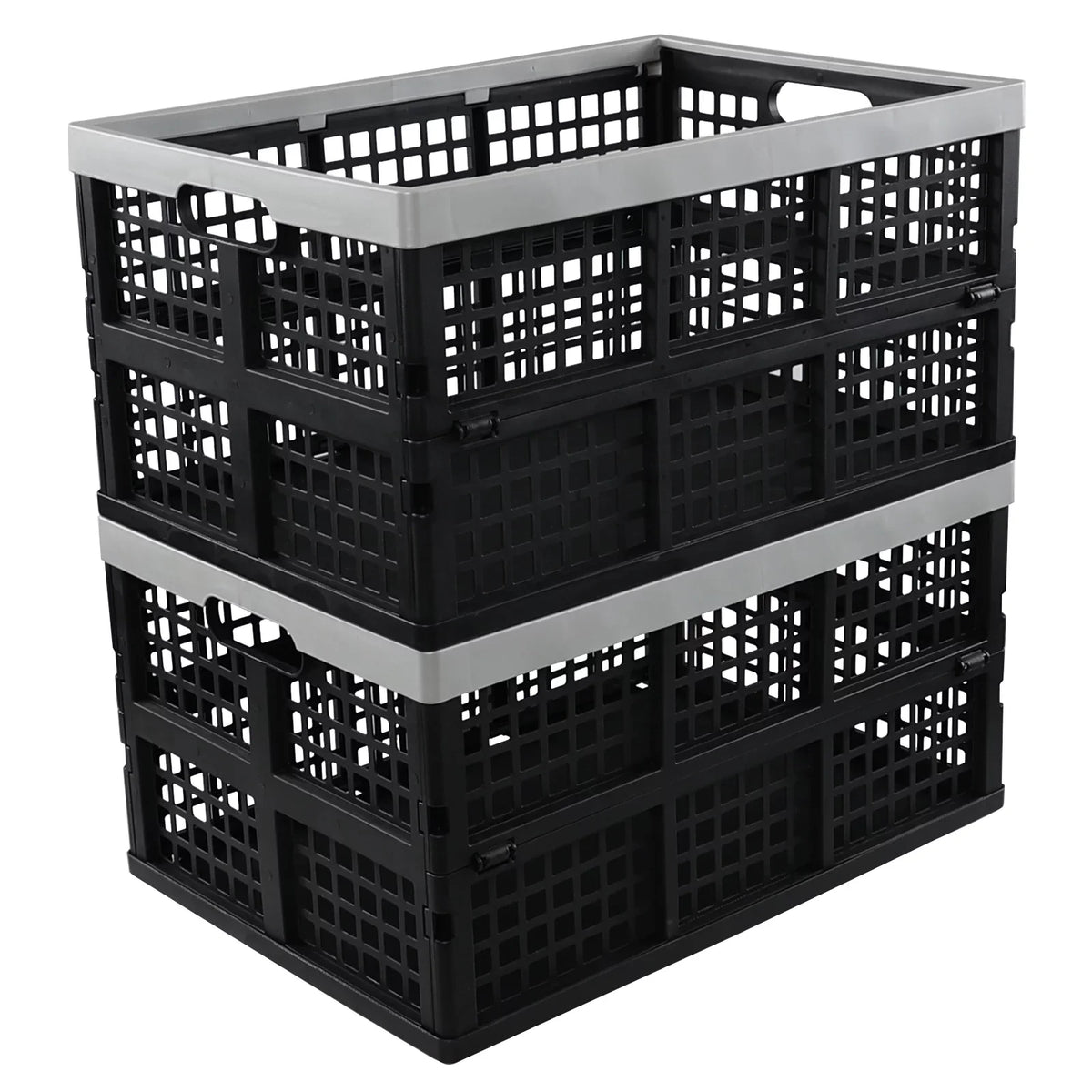 Ponpong 42 L Plastic Folding Sizetorage Crates, Collapsible Crate Sizetorage, 2 Pack