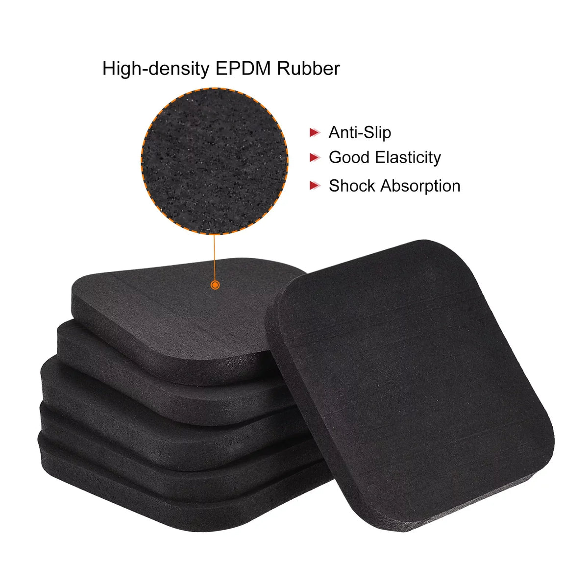 Uxcell Treadmill Mat-3.9"x3.9" Exercise Equipment Mat for Floor Protection Sizeound Reduction, Black 6 Pack