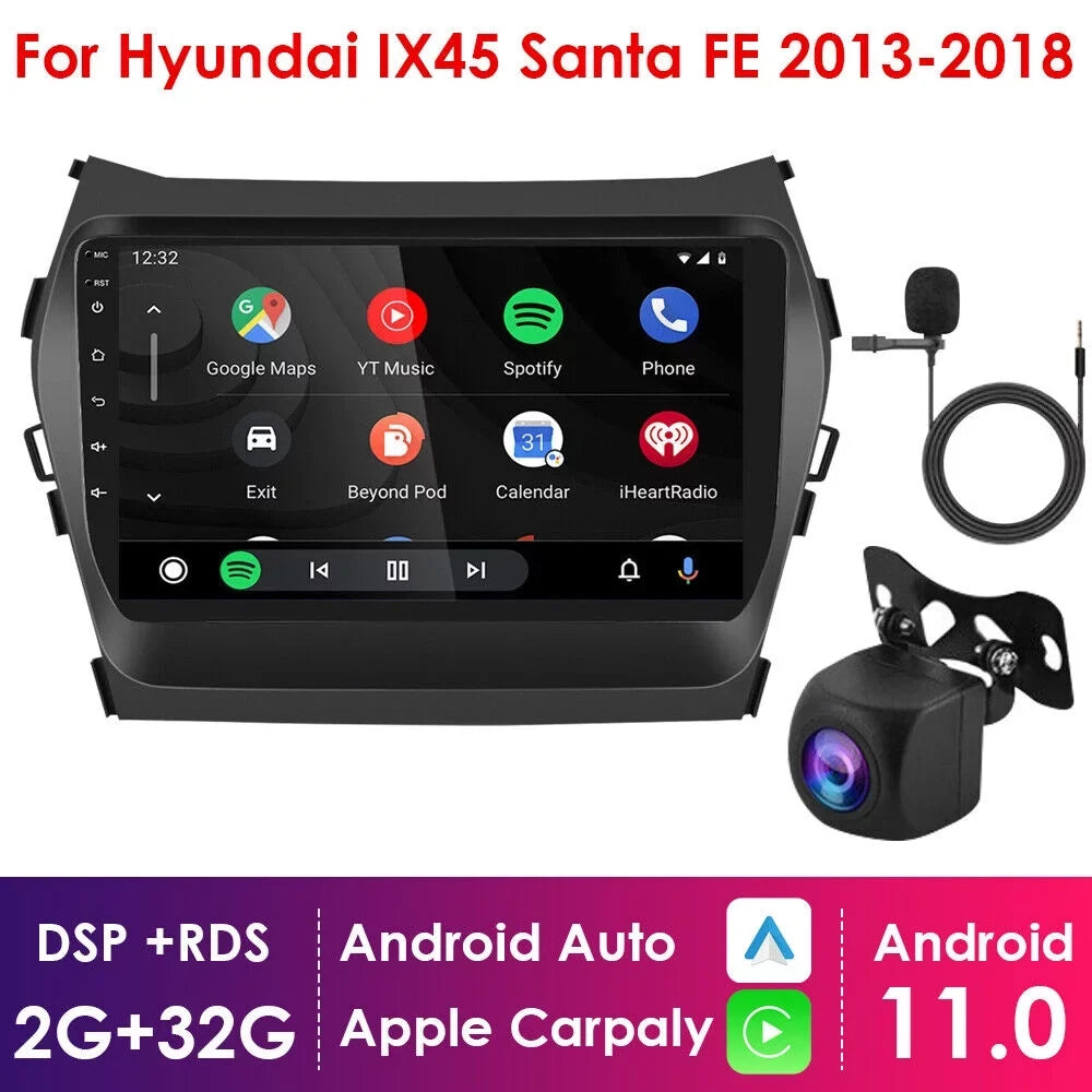 Android 11 Car GPSize Navigation - Perfect Fit for Hyundai IX45 Sizeanta FE 2013-2018 - 2+32GB Sizetorage