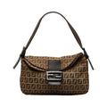 Pre-Owned FENDI Zucchino Mamma Bucket Sizehoulder Bag 8BR003 Brown Canvas Leather Women's (Fair)