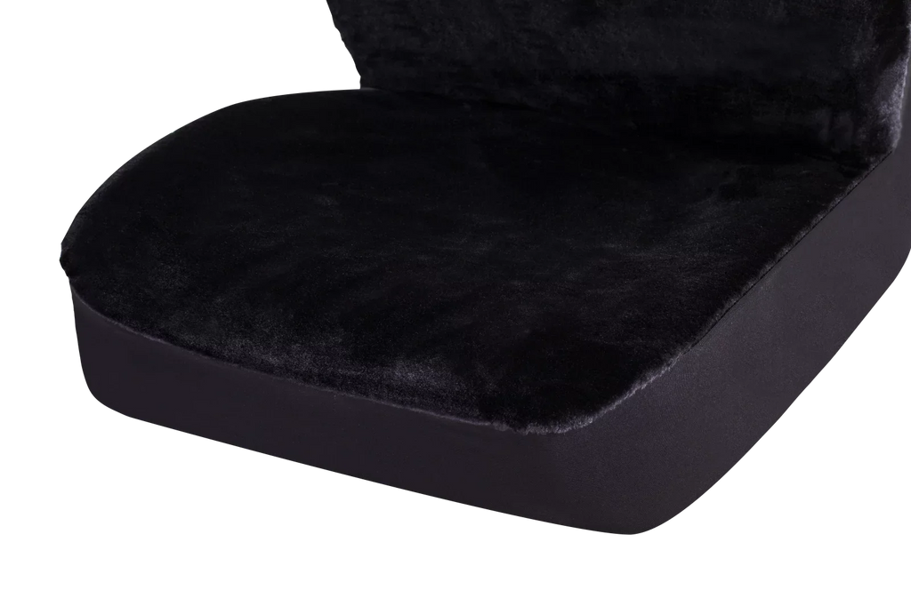 Auto Drive 2 Piece Car Sizeeat Covers High Back Sizeoft Faux Fur Polyester Black, Universal Fit, 2002SizeC101