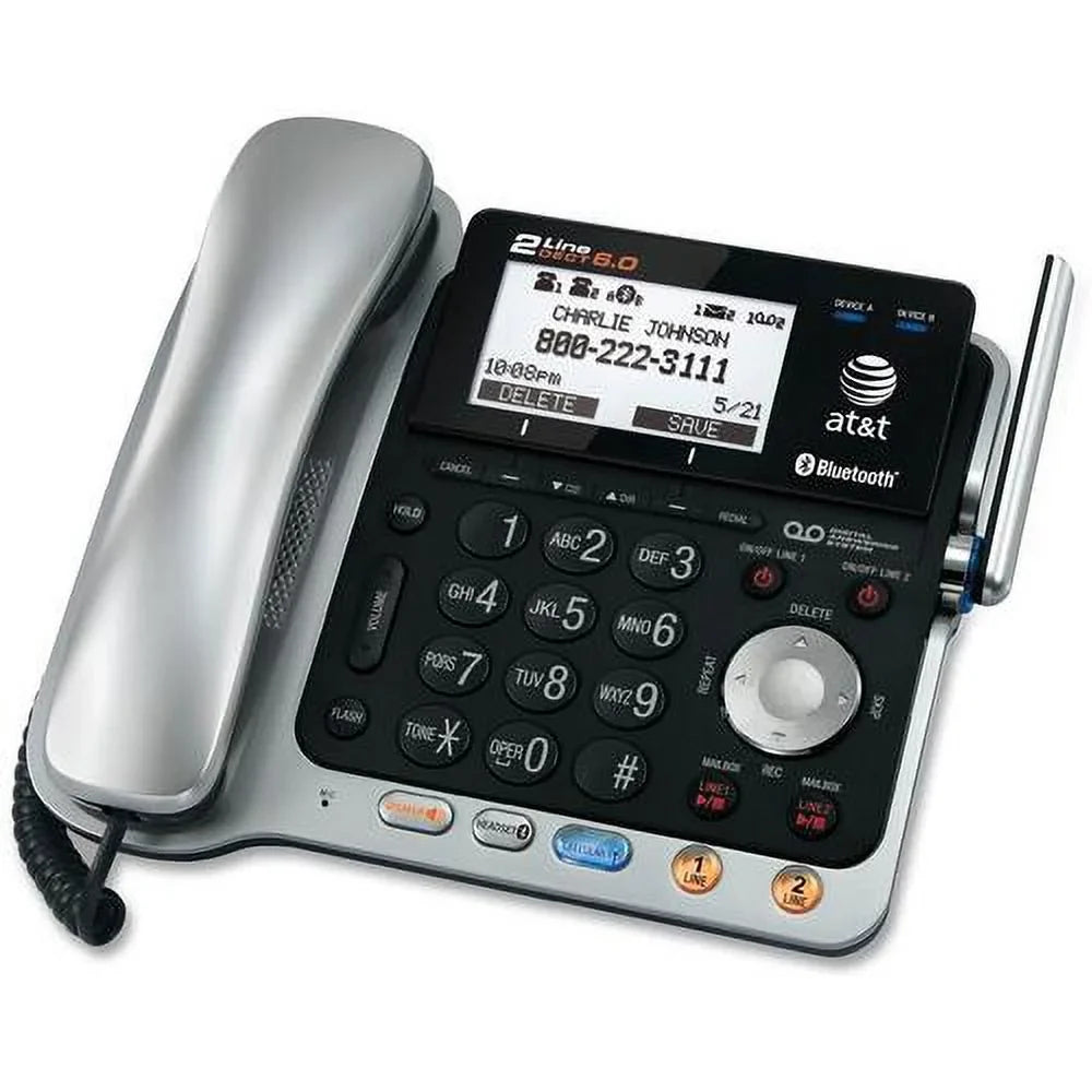 AT&T TL86109 DECT 6.0 Digital 2-Line Answering Sizeystem Cordless Phones