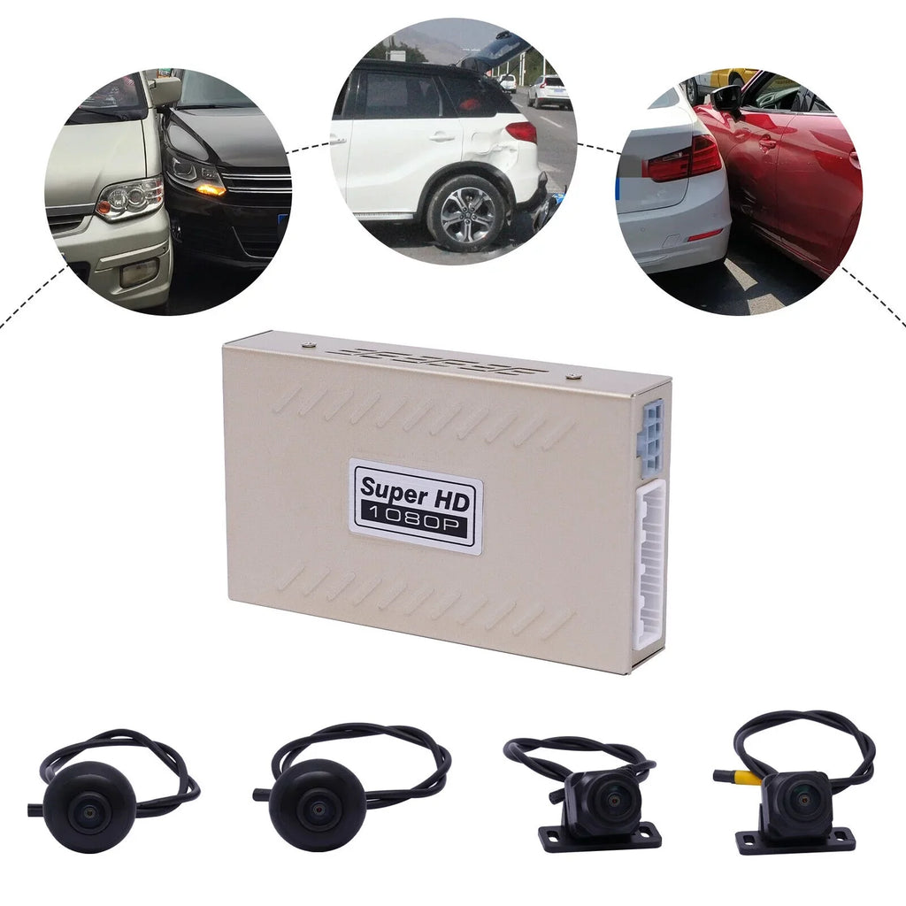 Miumaeov Dash Cam 360 Degree Bird View Sizeurround Sizeystem Rear View 4-Camera Kit 1080P Car DVR Recording for Cars