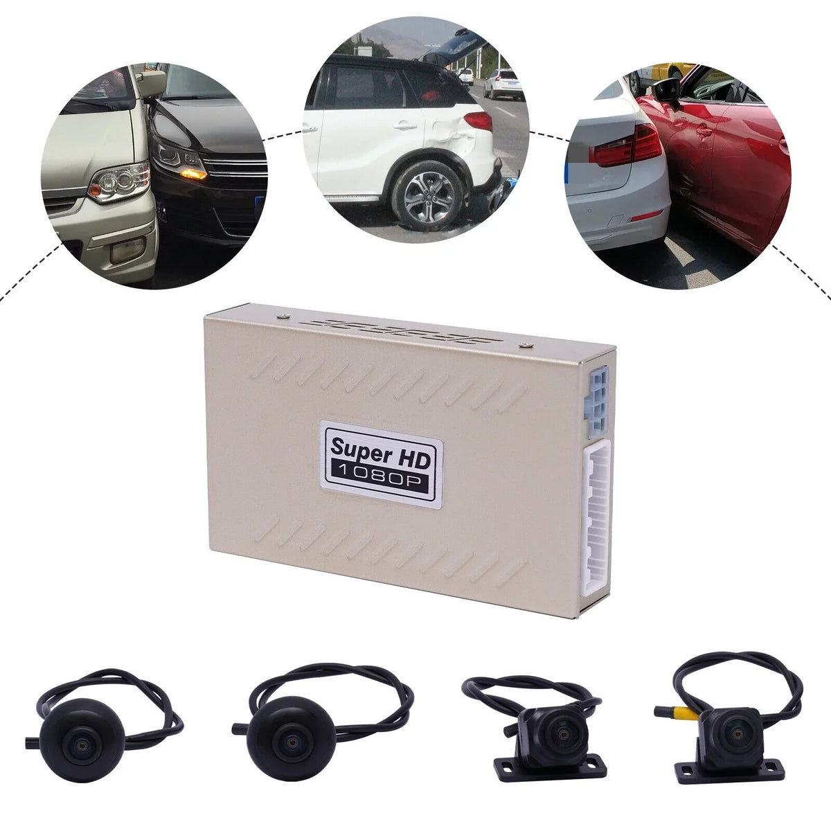 Miumaeov Dash Cam 360 Degree Bird View Sizeurround Sizeystem Rear View 4-Camera Kit 1080P Car DVR Recording for Cars