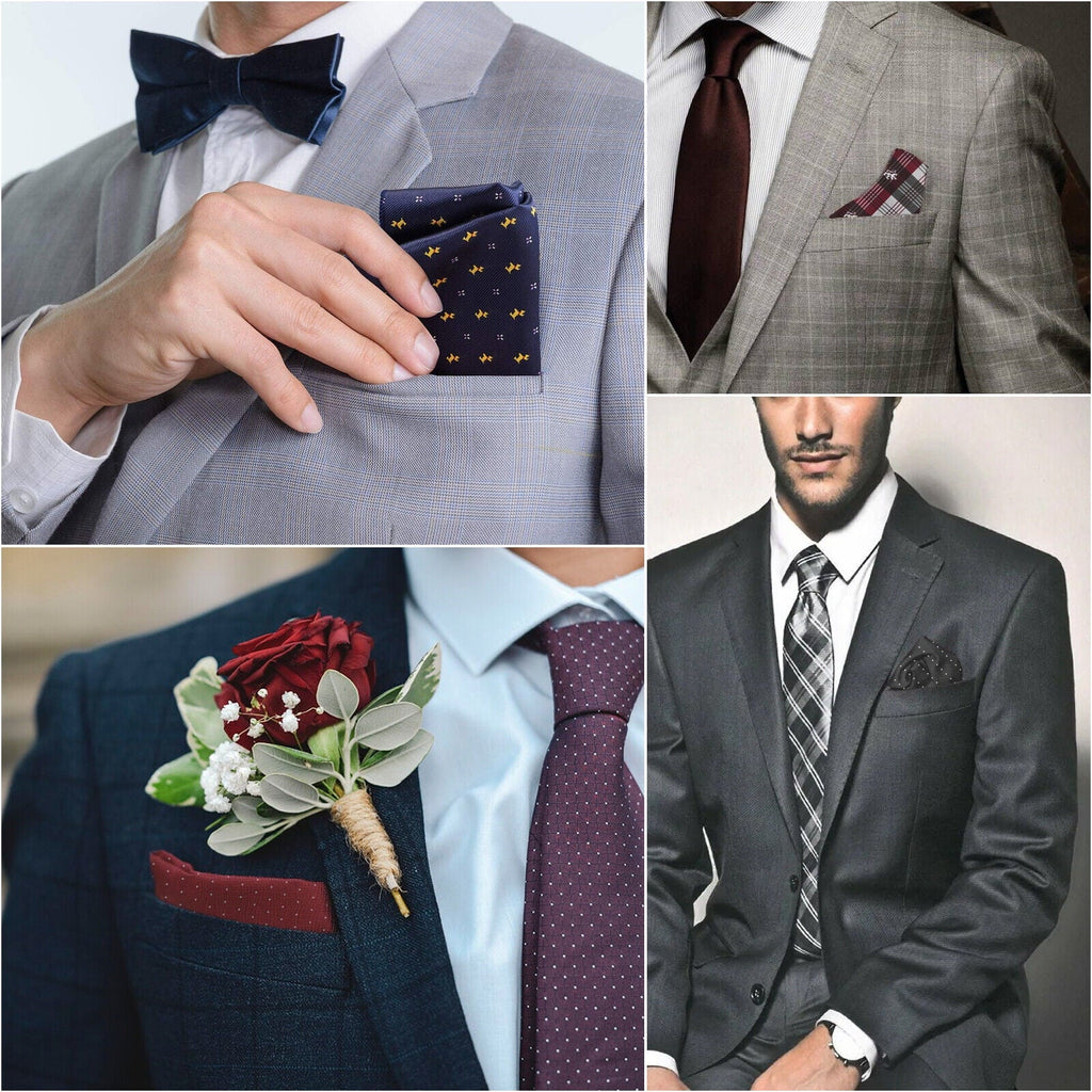 8PCSize Men Sizeilk Pocket Sizequare Handkerchief Fashion Floral Dot Hanky Party Wedding