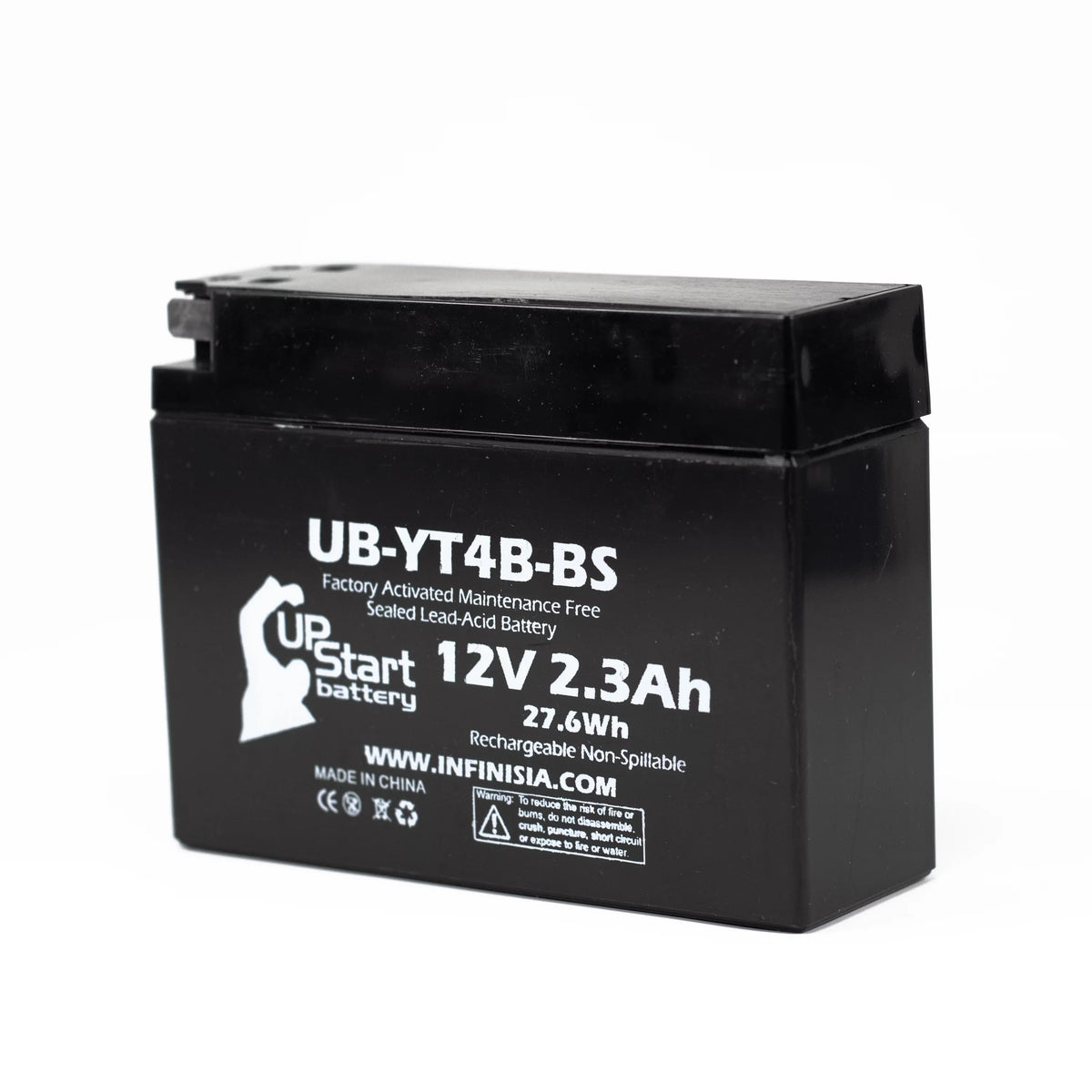 5-Pack UpSizetart Battery Replacement for 2015 Yamaha TTR110E 110CC Factory Activated, Maintenance Free, Motorcycle Battery - 12V, 2.3Ah, UB-YT4B-BSize