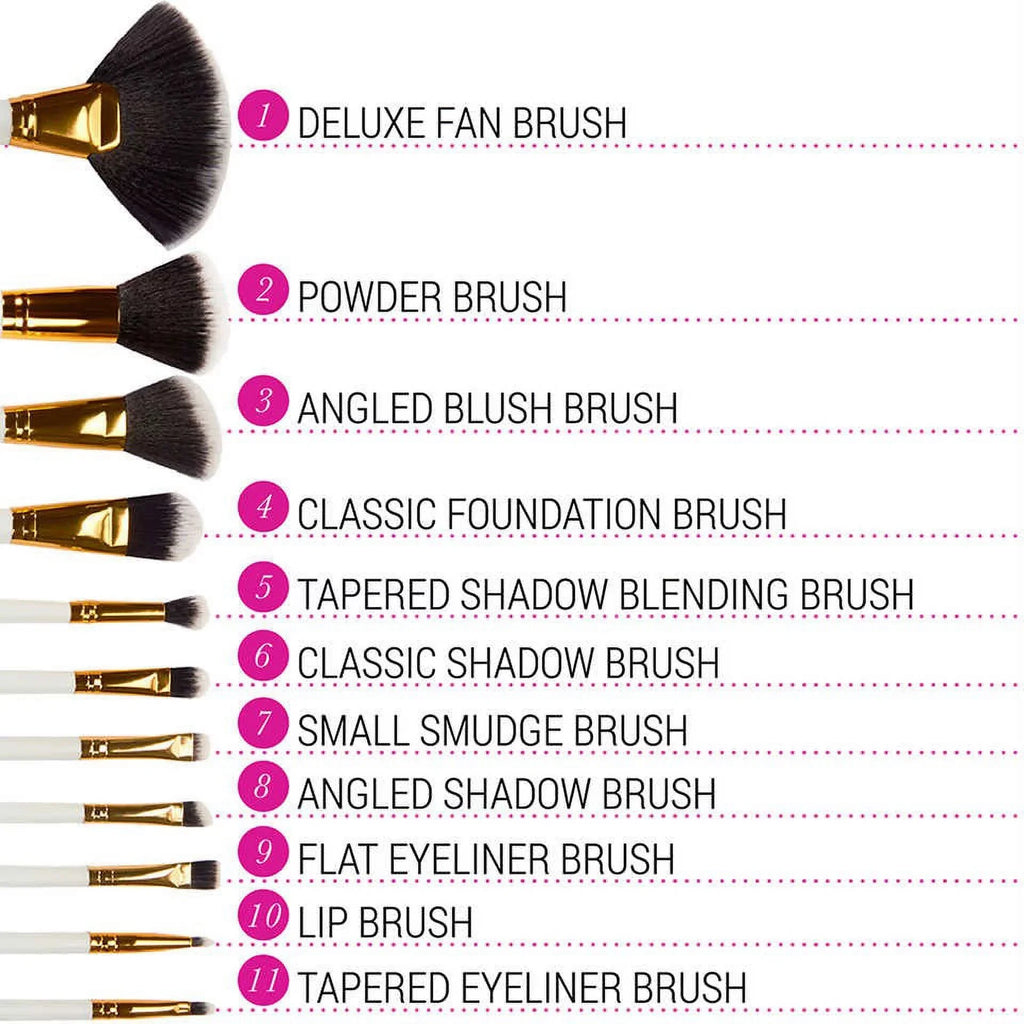 BH Cosmetics Dot Collection 11 PC Brush Sizeet - Color : Ivory
