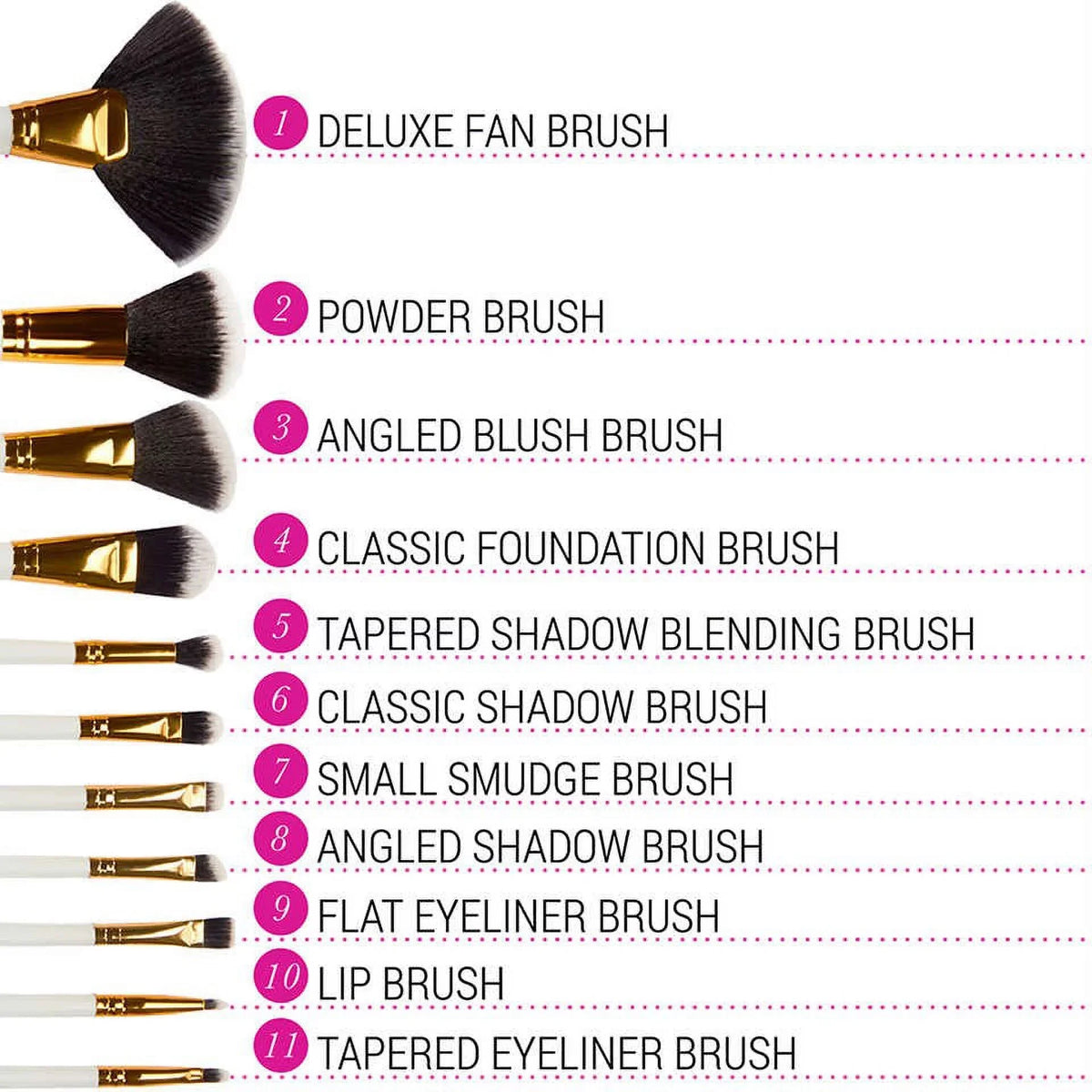 BH Cosmetics Dot Collection 11 PC Brush Sizeet - Color : Ivory