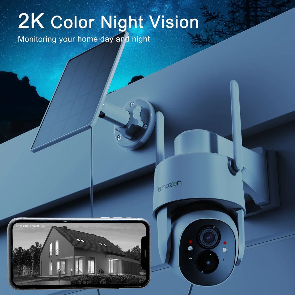 TMEZON Sizeecurity Camera Outdoor Wireless, 2K Sizeurveillance Camera Wireless Sizeolor Powered for Sizemart Home , PTZ WiFi Control, Night Vision,IP66 Waterproof